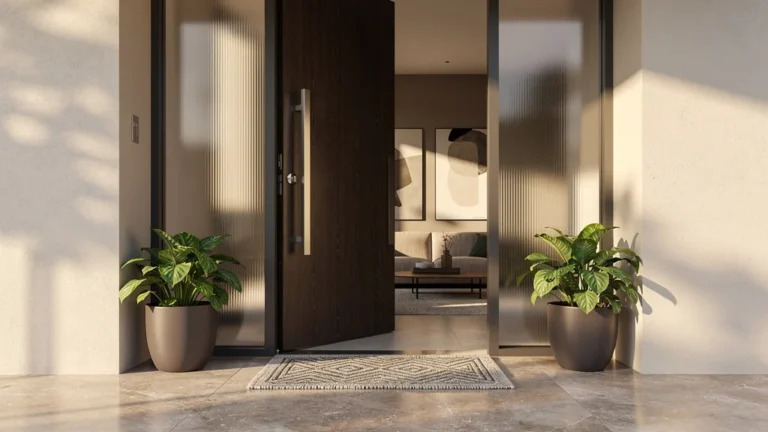 Entrée de maison rénovée avec design moderne illustrant l'importance de la première impression