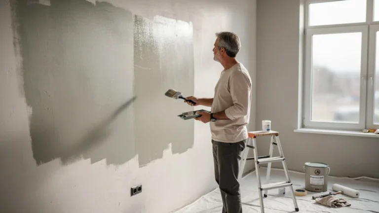Comparatif Farrow & Ball mat et satin sur un mur de 4 m² en travaux
