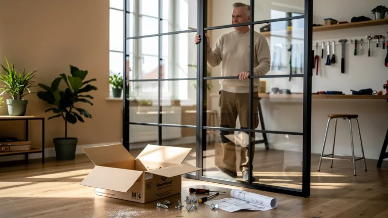 Verrière atelier sur-mesure 180x90 installée dans un intérieur moderne après un kit raté