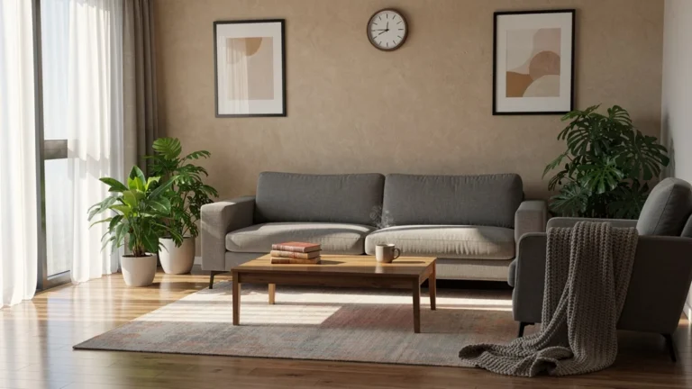 Comparaison réaliste de deux positions de canapé dans un séjour moderne avec lumière naturelle
