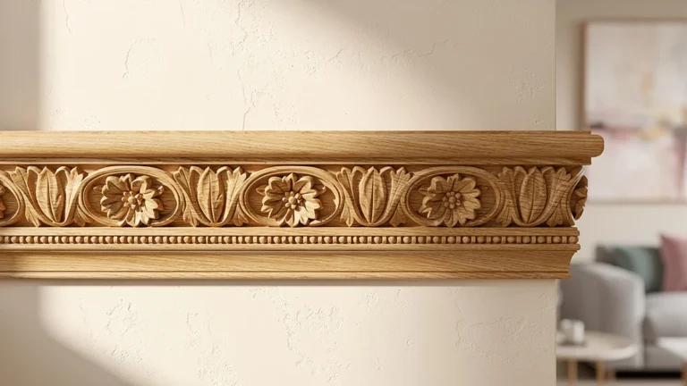 Moulure murale bois en chêne sculpté, finition satinée, décor intérieur élégant et moderne